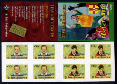 1999 Ireland GAA Team of the Millennium (Ulster Abu) Self-Adhesive Commemorative Stamp Booklet Mint Never Hinged (MNH). Hibernian HB75.