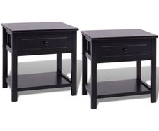 Bedside Cabinets 2 pcs Wood Black