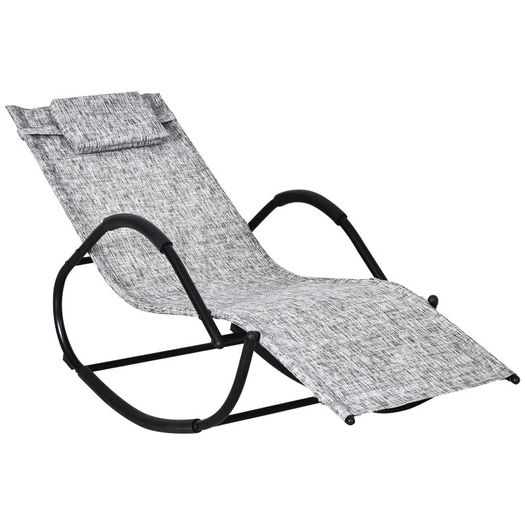 Steel Frame Zero Gravity Rocking Lounge Chair w/ Pillow Grey (FREE SHIPPING)