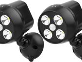 [2-Pack] Battery Powered Security Light, PIR Motion Sensor Spotlight, Weatherproof Outdoor Wall Light for Gardon Walkways, 600 Lumen, 8W (Black)