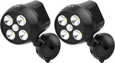 [2-Pack] Battery Powered Security Light, PIR Motion Sensor Spotlight, Weatherproof Outdoor Wall Light for Gardon Walkways, 600 Lumen, 8W (Black)