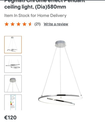 Chrome effects ceiling lamp , like new  led