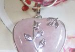 Gemstone Rose Quarts Heart Pendant Silver Plated Necklace