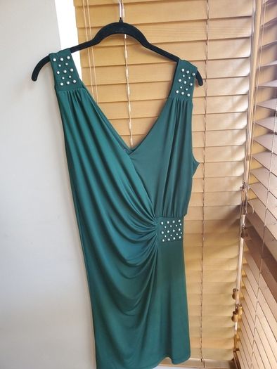Vestis Emerald Green Occasion Dress with Stud Detail