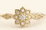 Vintage Style Petite Crystal Gold Tone Ring