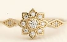 Vintage Style Petite Crystal Gold Tone Ring