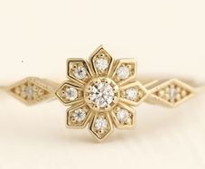 Vintage Style Petite Crystal Gold Tone Ring