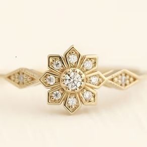 Vintage Style Petite Crystal Gold Tone Ring