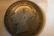 1853 Queen Victoria Silver Shilling Antique Victorian Coin
