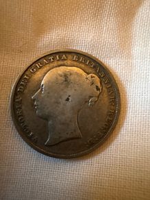 1853 Queen Victoria Silver Shilling Antique Victorian Coin
