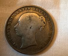 1853 Queen Victoria Silver Shilling Antique Victorian Coin