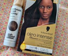 Dark brown hair die & root spray