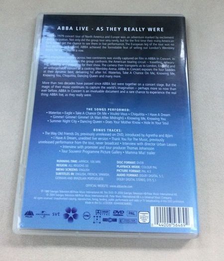 Abba In Concert (2004, All Regions, Dvd) Rare  Orignal Sticker On Case Voyage