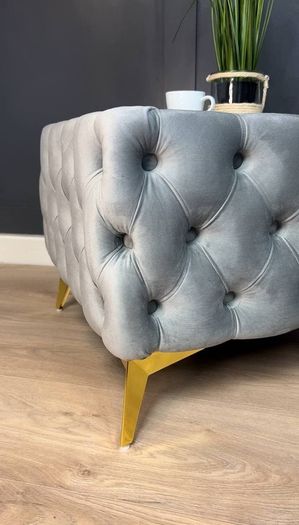 Velvet coffe table with glass