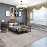 King Size Bed Frame with Headboard,Oval-Shaped Platform Bed with Under-Bed Storage,Steel Slats Mattress Foundation Round Pipe Design,Brown Image 3