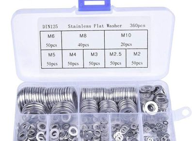 180pcs Stainless Steel Sealing Solid Gasket Washer M2 M2.5 M3 M4 M5 M6 M8 M10 Sump Plug Oil For General Repair Seal Ring Set