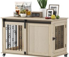 Dog Crate for Medium and Large Dogs Modern Side Table with 2 Doors and Latch 100x56x65 cm Oak