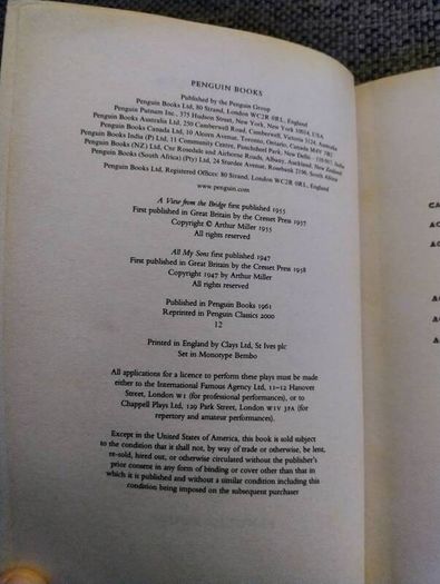 Arthur Miller a view from the bridge and All My Sons in good condition with some signs of wear on the cover see photos FREE STANDARD POSTAGE INCLUDED