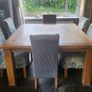 Danube solid Oak Table with 6 leather chairs Image 3
