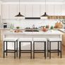 66 cm Bar Stools Set of 4, White Breakfast Barstools, Kitchen Bar Stool Chairs with Metal Leg for Kitchen Image 3