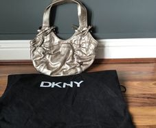 DKNY Leather Pewter Top Handle Small Bag