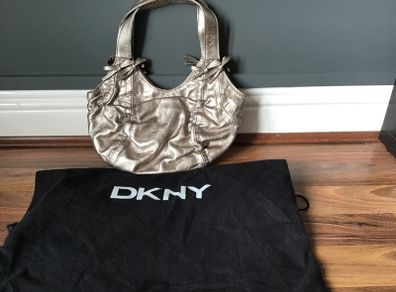 DKNY Leather Pewter Top Handle Small Bag