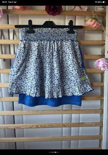 skirt superdry mini skirt medium blue & white floral
