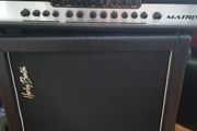 Hughes &amp; Kettner Matrix 100 solid-state guitar amp head paired with a speaker cabinet.
