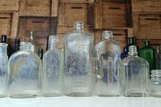 489 - Set of 7 Vintage Clear Glass Screw Cork Top Collectible Decorative Bottles