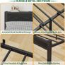Double Bed Frame with Wooden Storage Shelf Headboard, Metal Platform Bed Frame Double Bed, No Box Spring Needed, Enhanced Support, Black Image 8