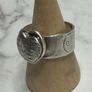 Handmade sterling silver love heart ring with trickles on the wide band. Size R Image 3