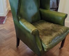 Georgian Green Leather Library Chair