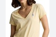 Polo Ralph Lauren Womens V Neck T Shirt Classic Short Sleeve Yellow