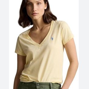 Polo Ralph Lauren Womens V Neck T Shirt Classic Short Sleeve Yellow