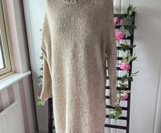 jumper long jumper freesize beige turtle neck curved front