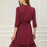 Brand New Allegra K Women Dress. Ruffle Hem Chiffon Short Dress Burgundy Image 5
