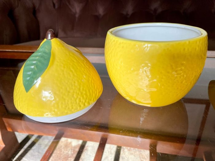 Y2K Martha Stewart Ceramic Lemon Storage Jar and Rare Vintage Macys Italian Serving Plate