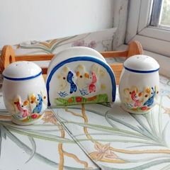 1960s porcelain condiment set