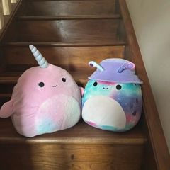 Squishmallows Bundle, Narwhal & Alien (Galaxy + Pink) Soft Plush Toys