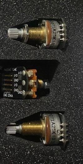 Emg 25k passive tone Pot SOLDERLESS replacement potentiometer brand new
