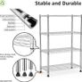 Height Adjustable Shelves,Heavy Duty Wire Pantry Shelving for Tool Sheds, Garage, and Storehouse,Metal,Chrome 4 tier,35 x 60 x 135.8 cm Image 5