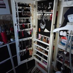 jewellery makeup mirror stand white