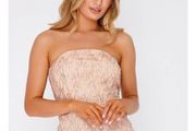 In the style rose gold glitter thigh split bandeau dress bnwt