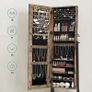 _Jewelry Cabinet on Legs, 3-in-1 Cosmetic Storage Cabinet, with Mirror, Mesh Shelf, Lock, Metal Frame, Industrial Style, Rustic Brown and Black Image 4