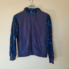 Nike camo full zip hoodie size medium ptp 22" navy in good condition