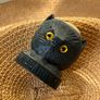 Antique Black Cat Bog Oak Sewing Pin Cushion Image 2