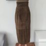 VINTAGE 1980s khaki suede leather high waist midi wiggle skirt Made in Ireland by Body Rock size 8 Image 3
