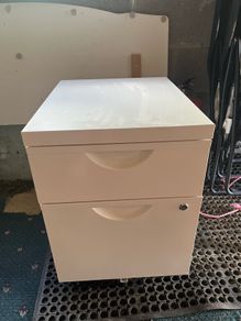 White-Two drawer rolling office filling Cabinet