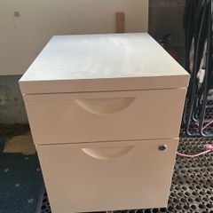 White-Two drawer rolling office filling Cabinet