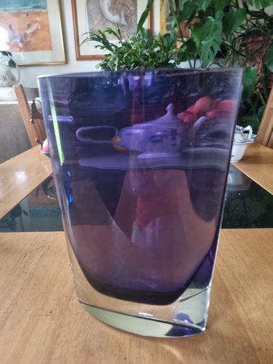 Flat vase Polish art glass - Krosno